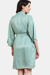 Zivame Checkered Sheen Woven Robe - Granite Green — thumbnail 3